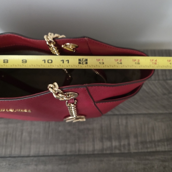 Michael Kors Purse jet set travel large chain tote shoulder bag red MK - Picture 11 of 13